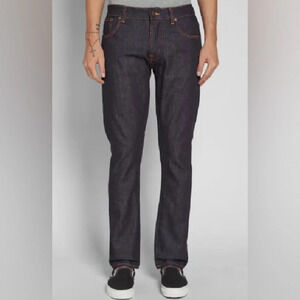 NUDIE Sz 31 x 34  Dude Dan Dry Comfort Dark Button Fly Slim Jeans